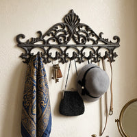 Vintage Cast Iron Geometric Wall Hooks - 5 Hooks for Entryway