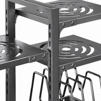 Kitchen Rack, 5-Tier, Steel Rack, Powder Coated, Height Adjustable, Pot Lid Storage, Under Counter Storage