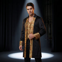 Court Coat with Brocade Panels Gold Trimmed Pirate Coat Costume Authentic Medieval Pirate Jacket for Actors