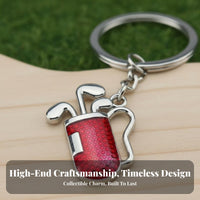 Great Gift Miniature Golf Club Key Fob Zinc Alloy Material Metal Golf Souvenir Keychain Polished Finish for Golfers, Men, Car Keys, Handbags