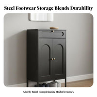 Steel Footwear Storage Unit with Doors Large Capacity Shoe Organizer Sturdy Home Furniture Multi-layer Removable Shelves Suitable for Apartment Dwellers Renters Hallway Home Decoration