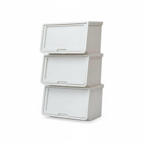 Front-Opening Container Easy retrieval Organizer Box Stackable Design Space Saving for Apartment Dwellers