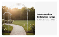 Elegant Design Metal Garden Archway Weather Resistant Metal Garden Arch Decorative Scrollwork Wedding Arch Frame Weatherproof for Gardeners, Event Planners, Homeowners, Patio, Backyard, Party Decoration, Pathway