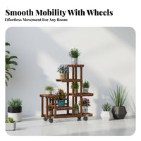 Wooden Flower Rack High-Temperature Carbonization Wooden Plant Shelf Multi-Tier Plant Stand Easy Assembly Tiered Planter Display