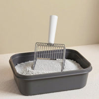 Litter Scooper and Waste Scooper, Metal Scooper with Base and Long Handle, Efficient Litter Sifter for Cat and Dog Owner Use