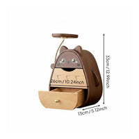 Wooden Desktop Organizer Multi-Layer Drawers Cat Shaped Storage Box Original Design Cartoon Drawer Box with Tray for Bedroom