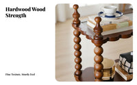 double-decker Wooden Trolley Movable End Table long-lasting Construction for Dining Area