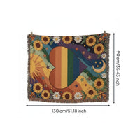 Retro Sun and Moon Blanket Multi-Functional Bohemian Heart Tapestry