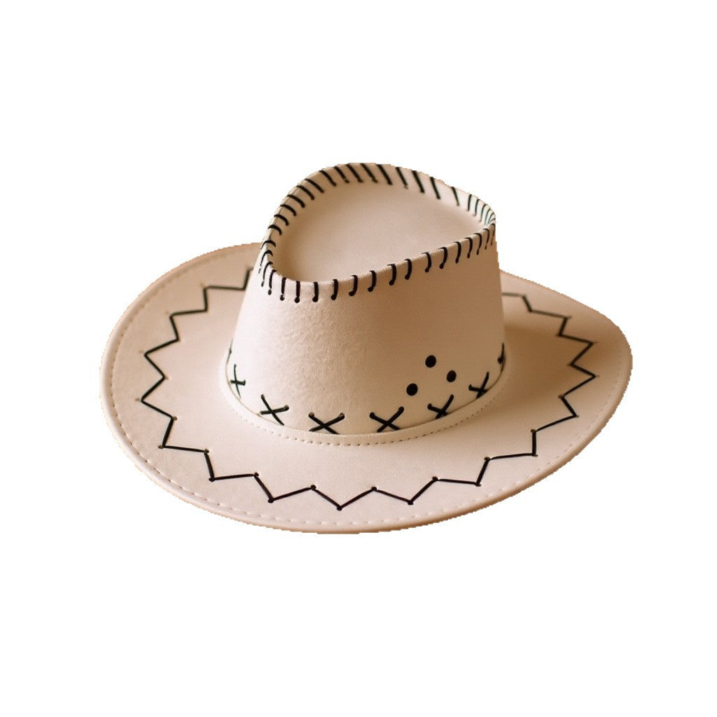 Unisex Western Cowboy Hat with Wide Brim, Foldable, Windproof, Polyester