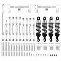 Metal Pull Rod and Shock Damper Kit Easy to Install Metal Chassis Link Rod Kit RC Car Shock Absorb Set for Modification, Upgrading