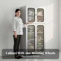 Rust Resistant Stainless Steel Pantry Cupboard Multifunctional Freestanding Steel Cupboard Easy to Clean Freestanding Kitchen Cabinet Waterproof for Homeowners, Families, Renters, Dining Room, Office, Garage, Bathroom
