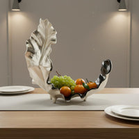Abstract Leaf Fruit Bowl Glazed Finish Decorative Nut Bowl Easy to Clean Home Decor Item for Reception Area
