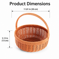 Small Basket with Integrated Handles, Lightweight Polywicker Fruit Basket, Empty Gift Baskets for Groceries & Storage