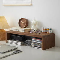 Walnut Wood Monitor Stand Riser for Desk, Bookshelf Organizer