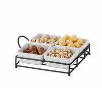 Compartmentalized Design Snack Platter with Stand Removable Dishes Multi-Compartment Food Platter Compartment Serving Dish Set Dishwasher Safe for Restaurants