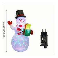 Snowman with Multicolor Light Outdoor Inflatable Snowman Yard Decoration Bright Holiday Decor Easy to Use for Lawn, Porch
