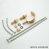Light Luxury Gold Three-Hole Waterfall Basin Faucet, Split Type, Mixer