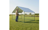 Covered Avian Pen Mesh Metal Chicken Coop Peaked Roof Avian Coop for Outdoors
