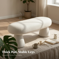 Boucle Textile Footrest Soft Texture Capsule-Shaped Bench Multi-Functional Versatile for Business Owners, Residents, Living Room
