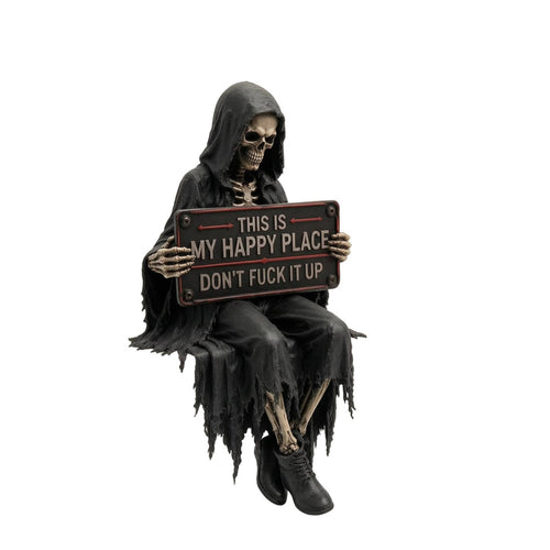 Skeleton Statue with Sign Gothic Decor Dark for Bookshelf, Collectors