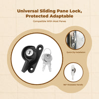 Sliding opening Security Lock, Aluminum Alloy, deterrentTheft, Adjustable, Child resistant, home security