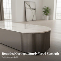 Fluted TV Stand and Table Set Light Luxury Appearance Modern Multimedia Multimedia Stand and Nesting Coffee Tables Large Capacity Storage Living Room