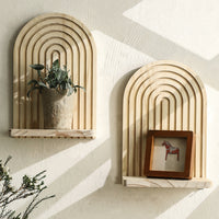Door-Shaped Solid Wood Wall Planter Shelf for Home Living Room Decor