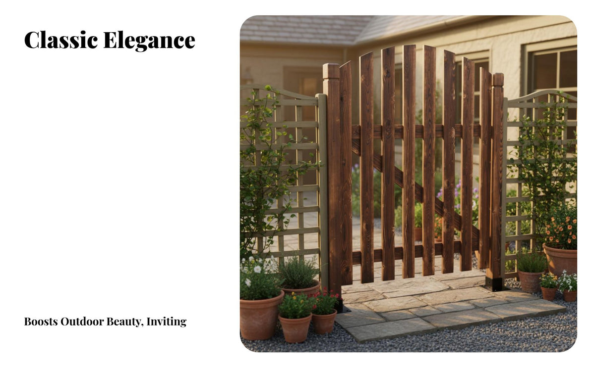 Anti Antique Wooden Courtyard Door Carbonized Wood Arch Gate Solid Wood Fence Gate for Homeowners, Gardeners, DIY Enthusiasts, Garden, Yard, Patio Entrance