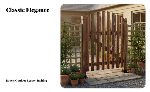 Anti Antique Wooden Courtyard Door Carbonized Wood Arch Gate Solid Wood Fence Gate for Homeowners, Gardeners, DIY Enthusiasts, Garden, Yard, Patio Entrance