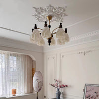 French Vintage Style Chandelier with Wood Accents for Dining Room