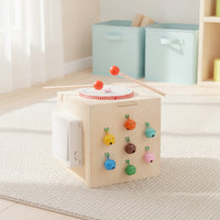 Wooden Cube Toy with Mallets Hands-on Bell Toy with Mallets Musical for Playroom