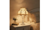 Table Lamp with Beads Pedestal Table Lamp with Fringe Classic Decorative for Bedroom, Vanity