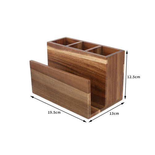 Wooden Utensil and Napkin Holder Space Saving Wood Flatware Organizer for Buffet
