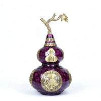 Gourd Ornament with Leaf Marbled Brass Gourd Artistic for Entryway