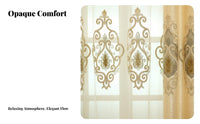 European Design Embroidered Valance Curtain Set Blackout Embroidered Valance Curtain Hook Mount Drapery Floor-Length for Homeowners, Decorators, Interior Design Enthusiasts, Living Room, Bedroom, Hotel