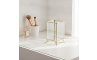 Gold-Tone Makeup Brush Holder Elegant Cosmetic Organizer Vintage Holder with Metal Frame Versatile for Vanity, Dressing Table