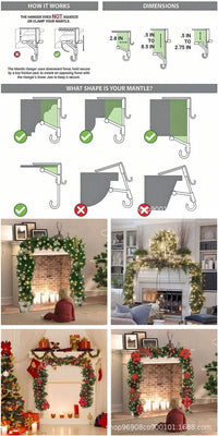 Paeose Garland Holder for Fireplace Stockings and Wreaths