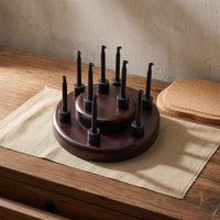 9-Hole Fly Hook Rack Round Fly Hook Display Stand Solid Wood