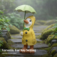 Duck with Umbrella Statue Resin Craft Duck Figurine with Umbrella Cute Design Outdoor Decoration for Gardeners, Garden, Balcony, Windowsill