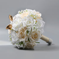 High-End Wedding Bouquet Champagne Platinum Rose Artificial Bohemian Bridal Bouquet