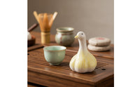 Crackle-Glaze Bird Tea Pet Cute Ceramic Bird Figurine Chubby Tabletop Decoration Miniature for Collectors, Desk, Display Shelf