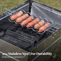Detachable Design Hot Dog Grill Rack Foldable Handle Hot Dog Grilling Basket Portable for Campers, Camping, Tailgating, Backyard Parties