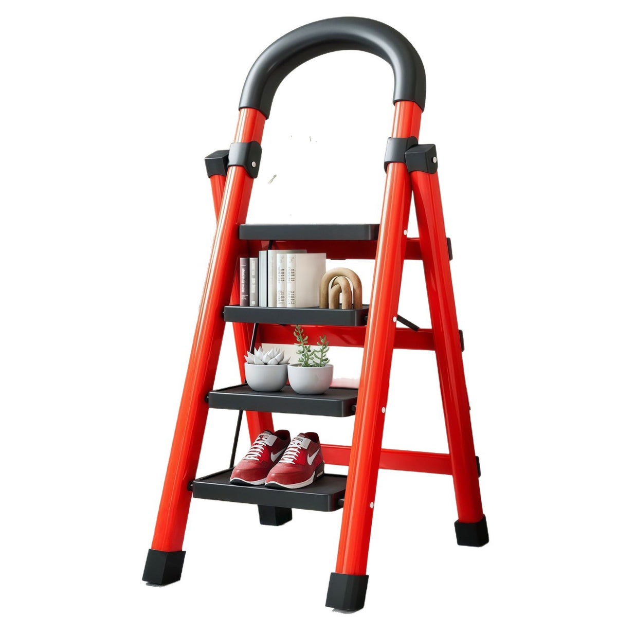 Household Folding Ladder, Thickened Indoor A-Frame Ladder, Mobile Staircase, Tool-Free Installation Pedal Climbing Ladder, Multi-Function Step Ladder