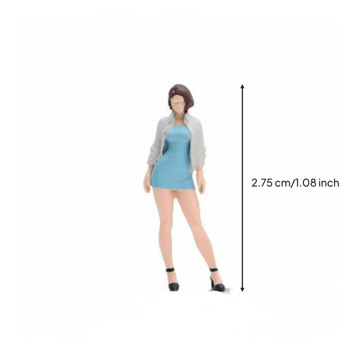 Dress Miniature Figurine Realistic Detail 1/64 Scale Female Figurine Detailed Resin Female Figure for Hobbyists