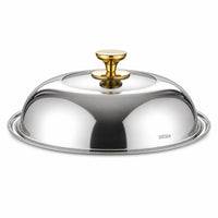 Domed Pot Lid with Viewing Section Transparent Stainless Steel with Glass Window Universal Pan Lid  for Kitchen, Steaming