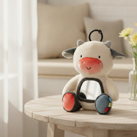 Sensory Stuffed Animal with Hanging Loop Soft Soft Toy with Mirror Textured Baby Soothing Toy for Infants, Stroller