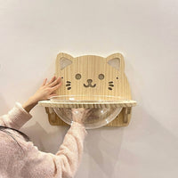 Shelves Climbing Frame with Suction Cup, Solid Wood Climbing Shelf Wall with Capsule Bed, Feline Visage Lounging Perch for Adult Indoor Cats