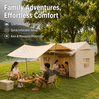 Inflatable Tent, 3-4 Person Air Tent with Instant Setup, Oxford Cloth Camping Tent with Living Area & Skylight, Sandy