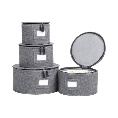 4 Pieces Plate Storage Case Portable Container Collapsible for Rv Travel