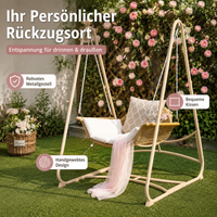Hollywood Swing Chair, Rustic Garden Swing 178x68x73cm, Garden Furniture for Terrace, Gray/Beige